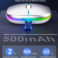 Bezprzewodowa mysz RGB Bluetooth mysz komputerowa cichy akumulator ergonomiczny Mause z podświetlany diodami LED optyczne USB myszy na PC Laptop 4